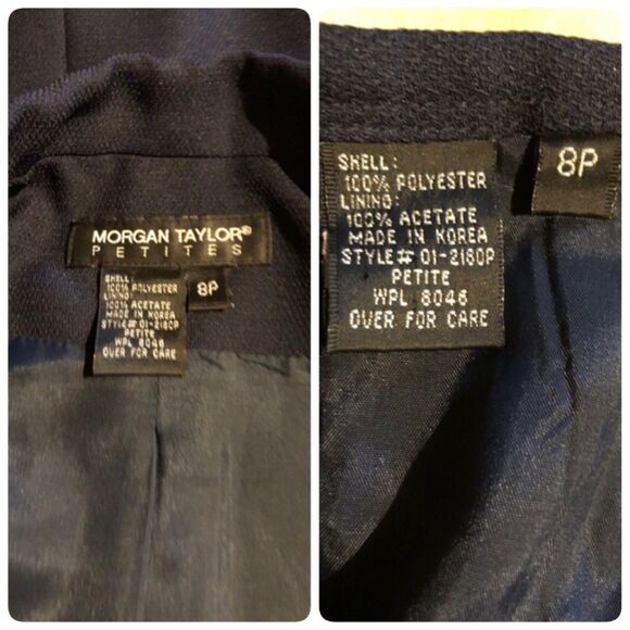 Morgan Taylor Petites Navy Blue Skirt Suit Y2K 8P - Picture 8 of 10